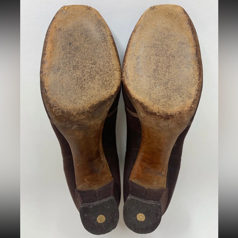 VTG 1930s Peep Toe Suede Heels Pumps Sz 8AAAA - Picture 6 of 6
